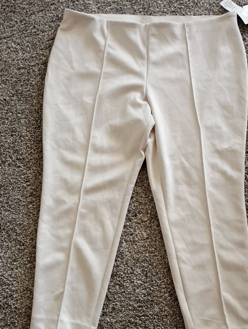 Anne Klein Cream Ponte Tailored Ankle Trousers